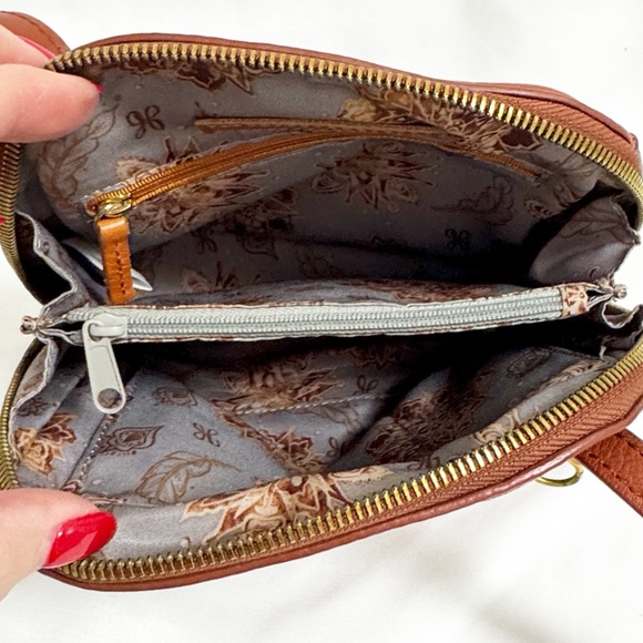 HOBO Cognac Leather Mini Crossbody Bag With Adjustable Strap - Picture 8 of 10